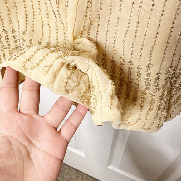 Freeway Sz Large‎ Cream Beaded Sequin Sleeveless Strappy Dressy Romper - Picture 4 of 7